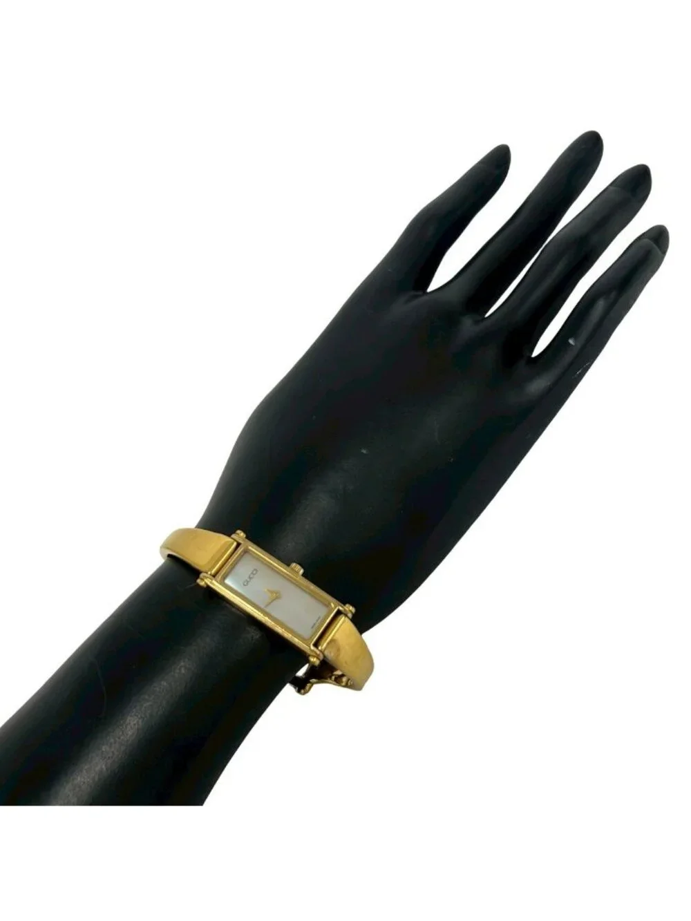 Gucci With Case Bangle Watch Quartz Wristwatch Gold Beige
